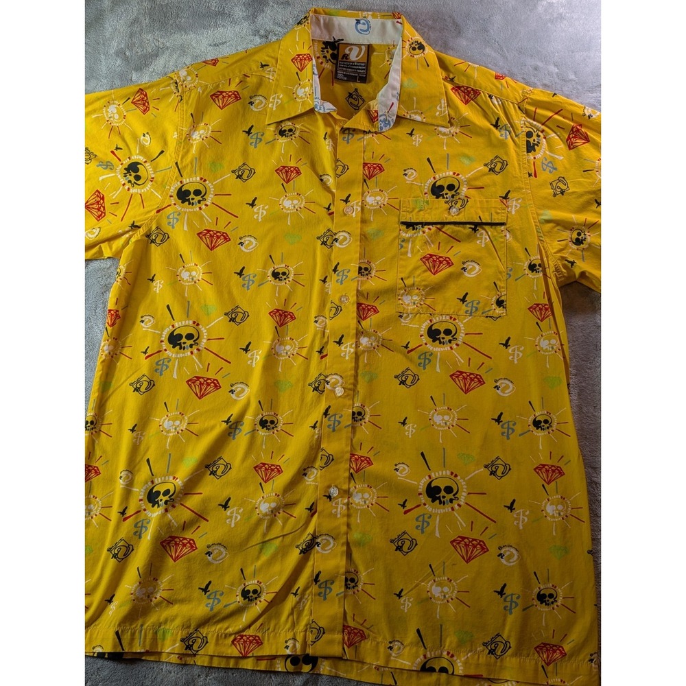 Riverth Of Victory Yellow Skull Diamond Y2K Hawaiian Shirt Large